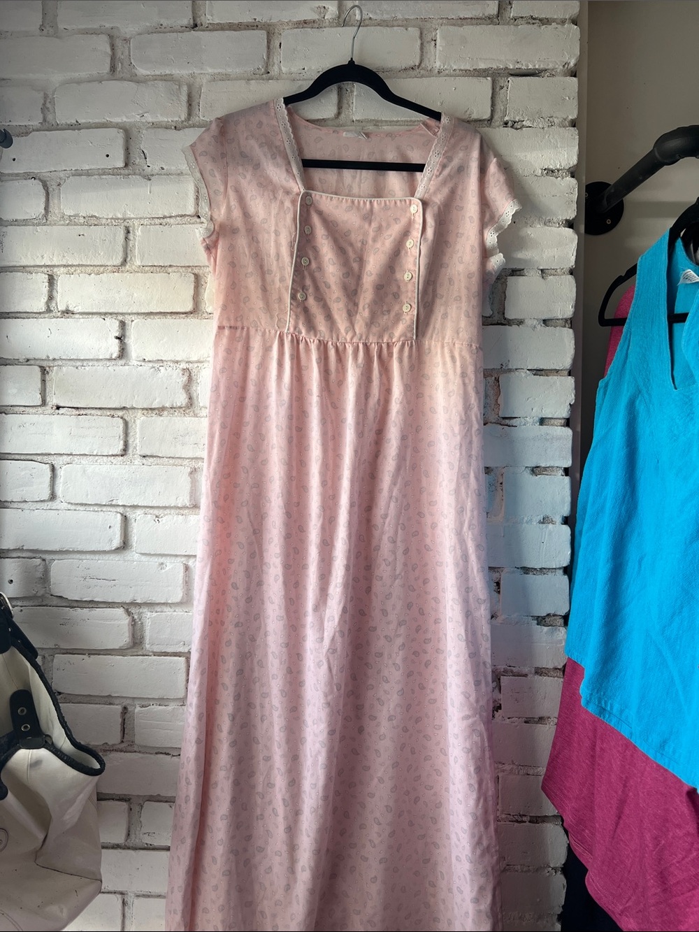 Pink Button-Accent Maxi Dress for breast feeding maternity dress